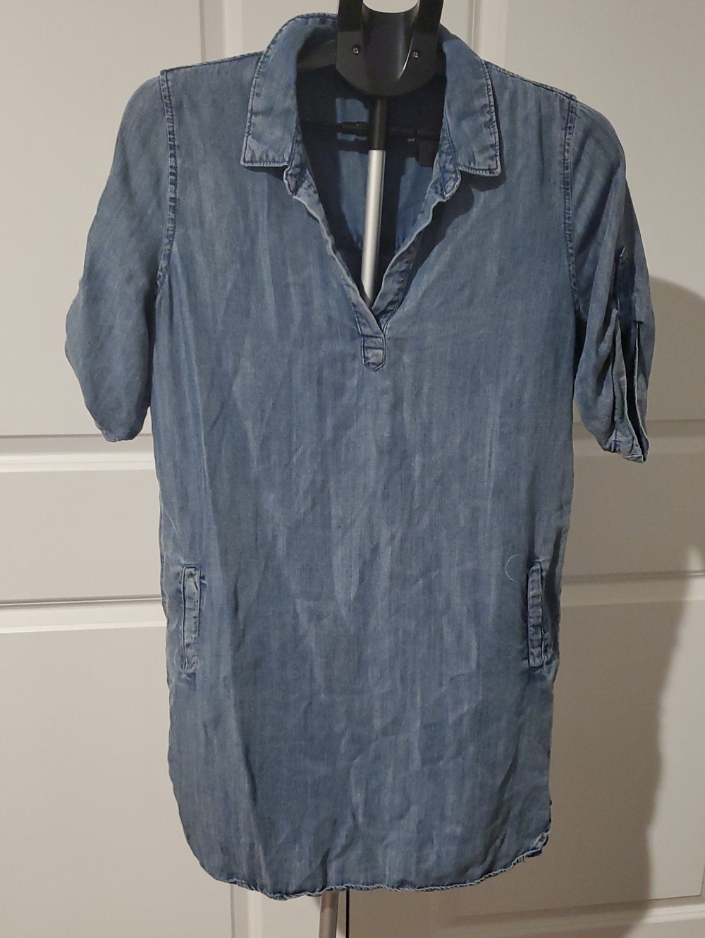 Velvet Heart Washed Denim Tunic Dress in Blue